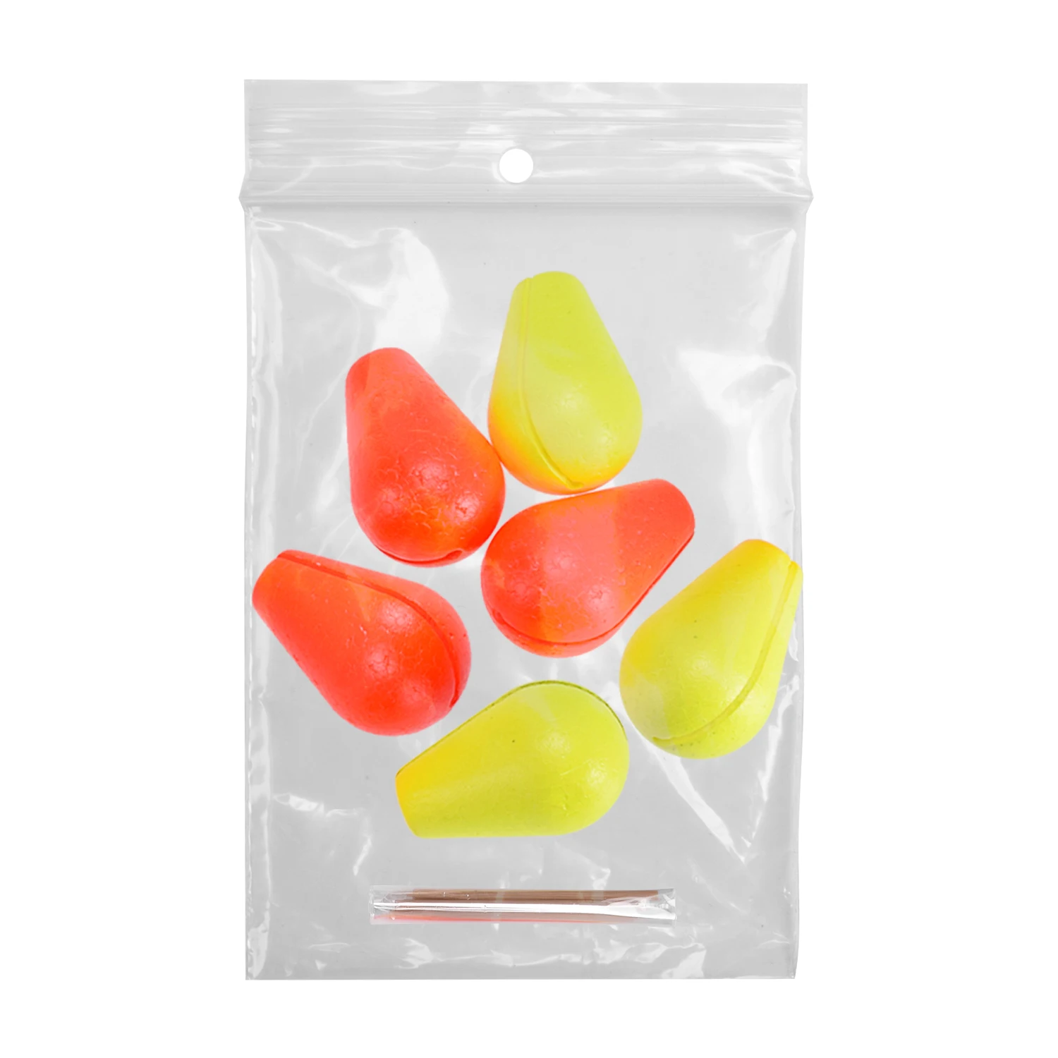 Fly Fishing Teardrop Strike Indicators with Tooth Pick Floating Bobber  (3 Yellow 3Red) L  6pcs/ Pack