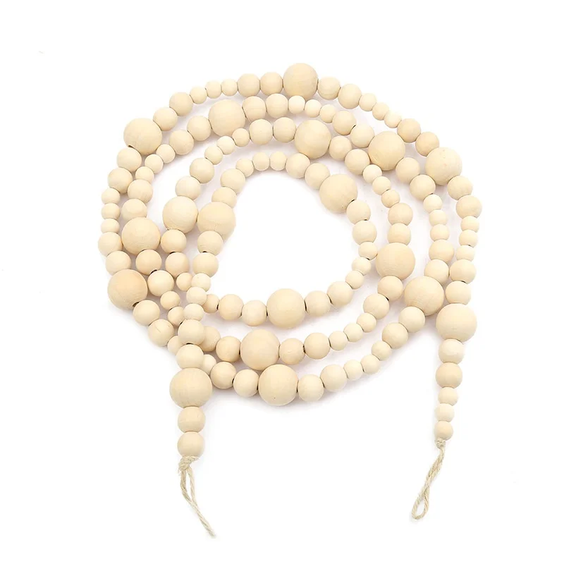 Handmade 14mm/16mm Hemp Rope Tassel Wall Hanging Art Deco Design Style Wooden Beads String Ball Home Decorative Hemu Style