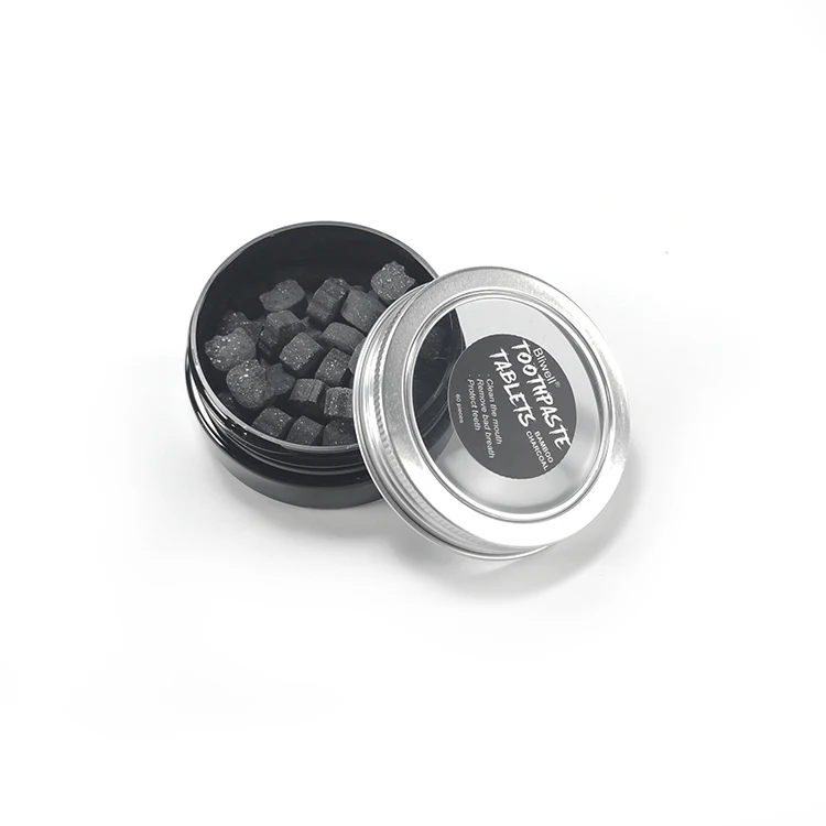 
ECO activated bamboo charcoal toothpaste tablets Bulk plastic BOX package toothpaste tablets 