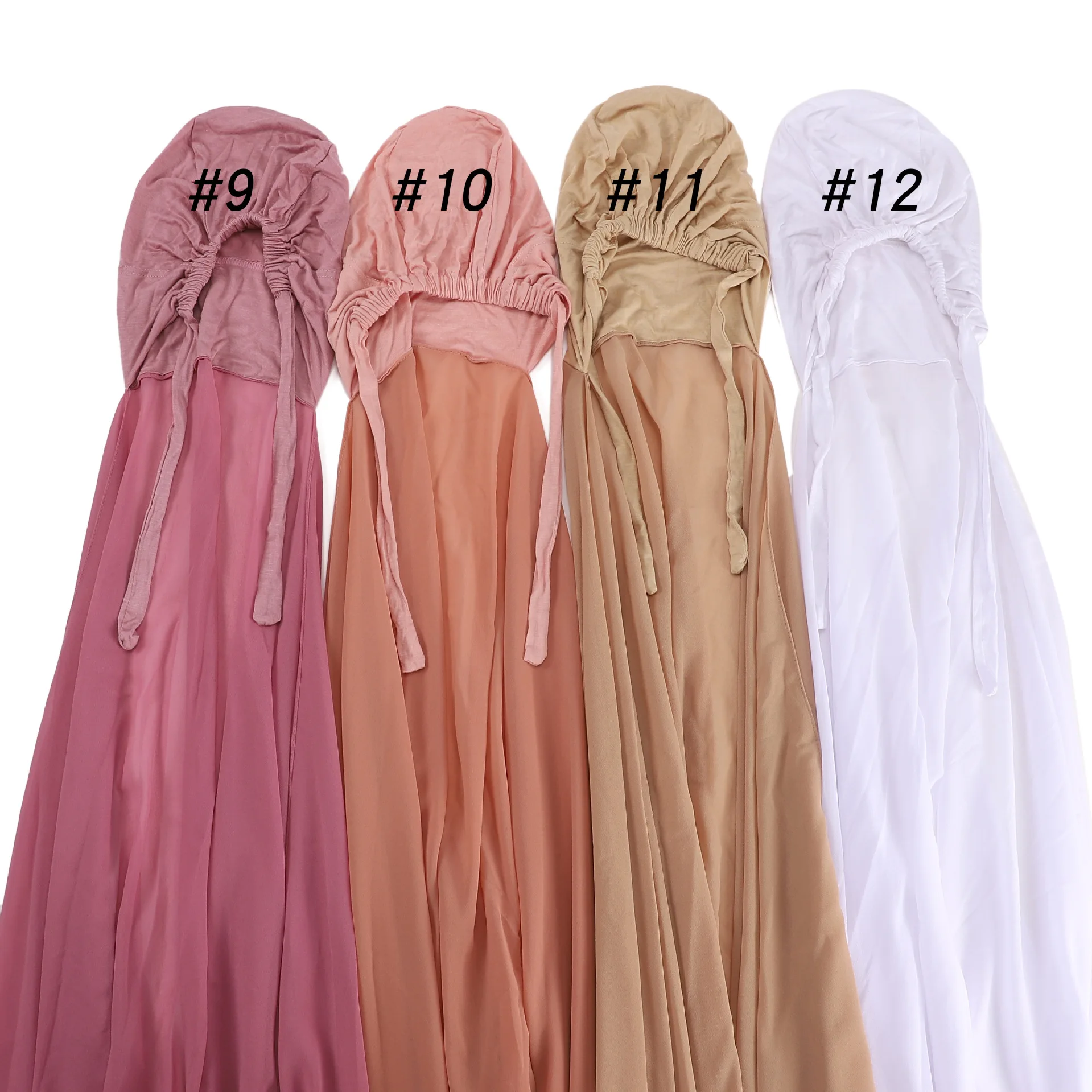 2021 new underscarf custom plain instant chiffon hijab with inner jersey bonnet caps headscarf long satin lining cap shawl scarf