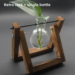 Декор для дома и офиса, мини-разделение воздуха, станция для размножения растений террариумов, Гидропонные лампочки для цветов, стеклянная ваза, деревянная подставка