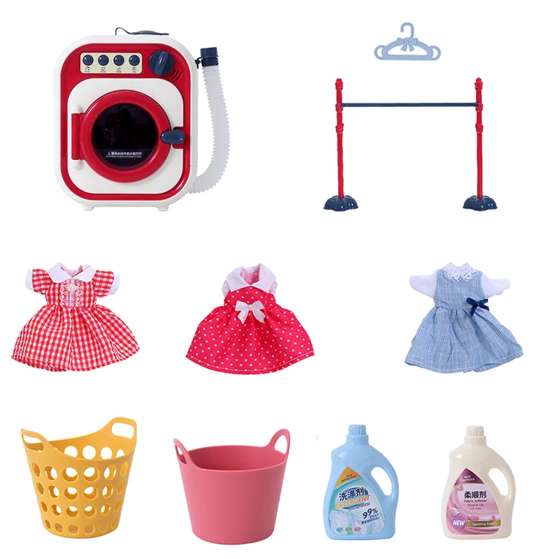 Baby puzzle simulation electric mini washing machine with water drum light and music play house toys