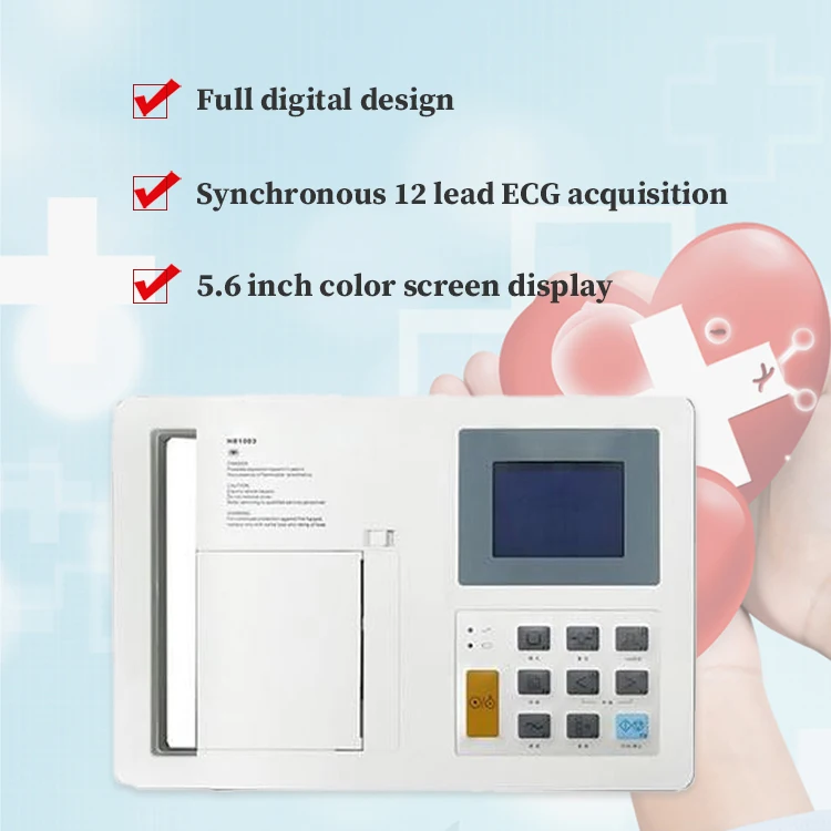 Portable Digital Touch Screen 6 Channel 12 Leads Electrocardiogram ECG Machine