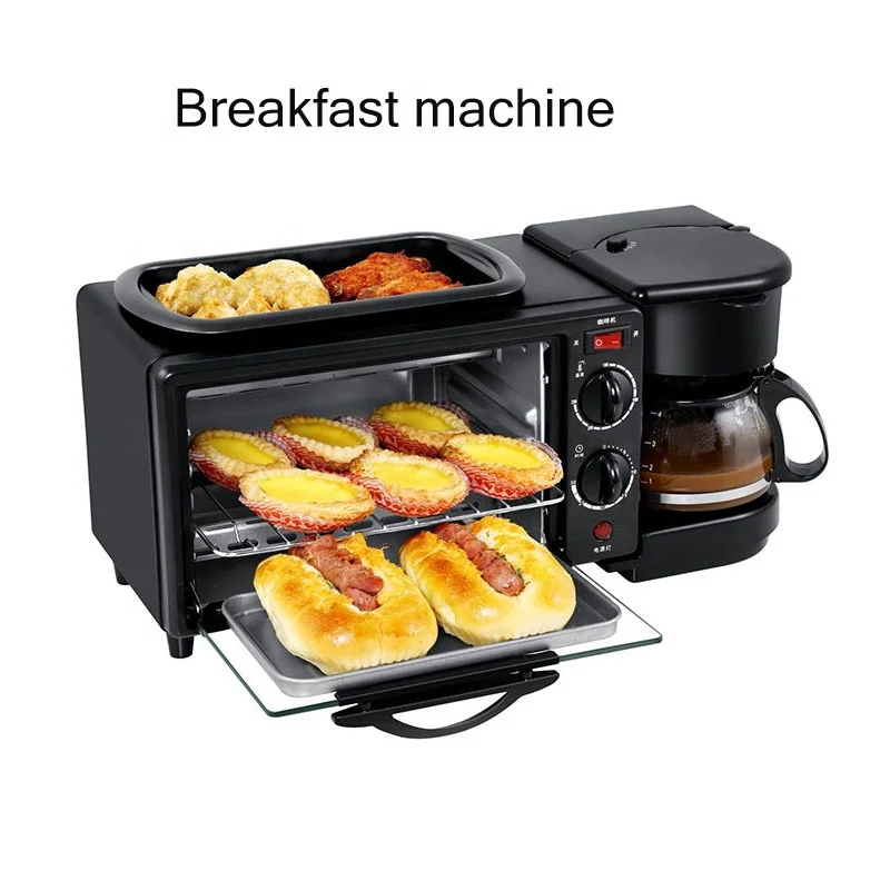 
3 In 1 Electric Breakfast Machine Multifunction Coffee Maker Frying Pan Mini Oven Household Bread Pizza Oven Frying Pan 