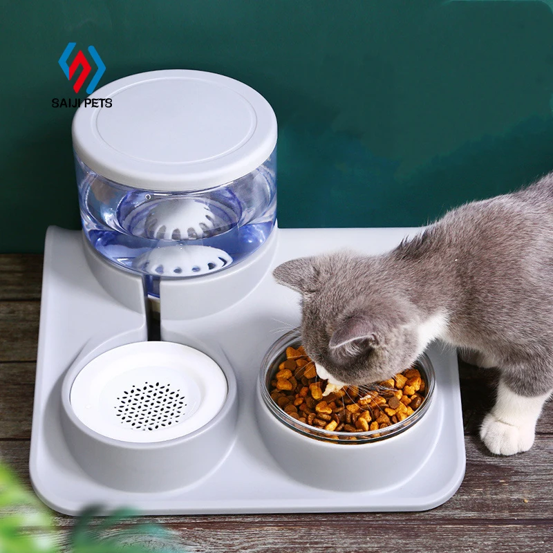 Saiji новый стиль воды и еды 2 в 1 кормушка для домашних животных питьевой фонтан Легкая очистка поднятая миска для собак