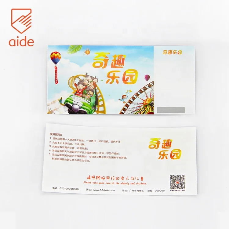 Factory Cheap Custom Personalized Concert Event Paper Raffle Ticket Redemption Lottery Scratch Tickets Printing