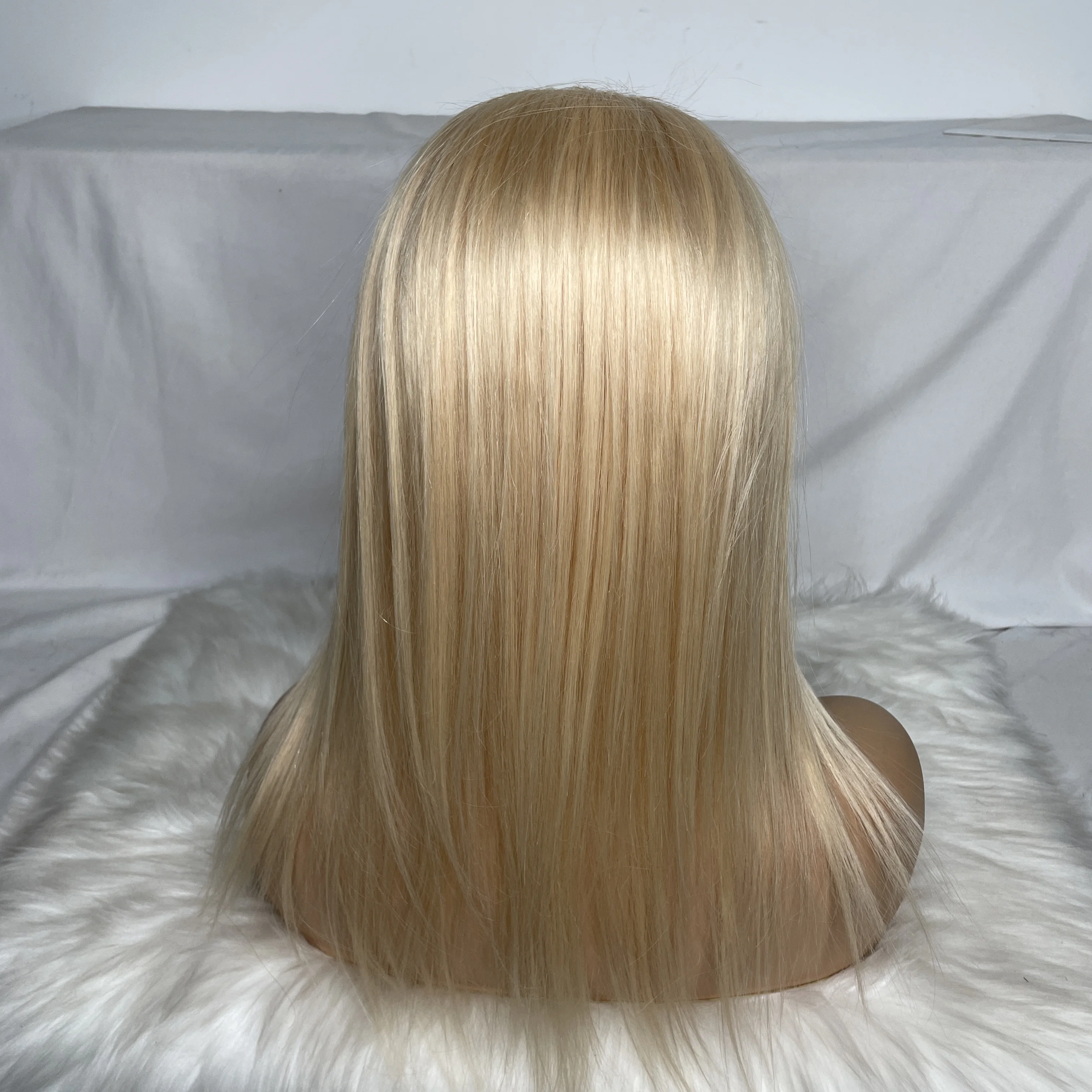 mono lace Full Lace Wigs With Baby Hair #4 Color Straight Human Hair  Glueless Brazilian Virgin Hair