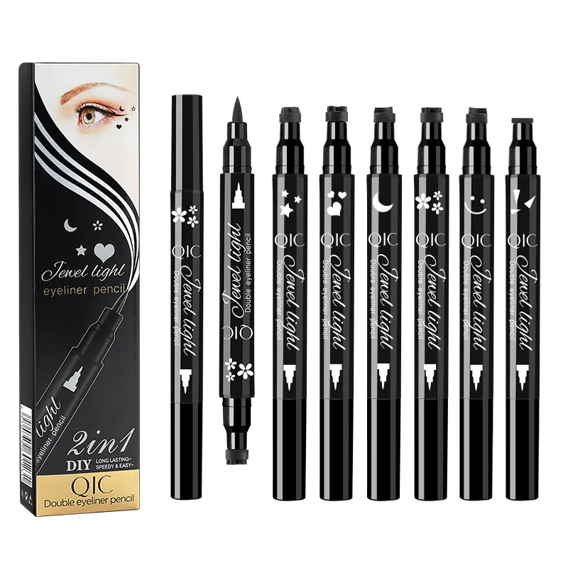 vegan no logo private label eyeliner double headed OEM 2 in 1 winged eyeliner stamp pencil with eraser