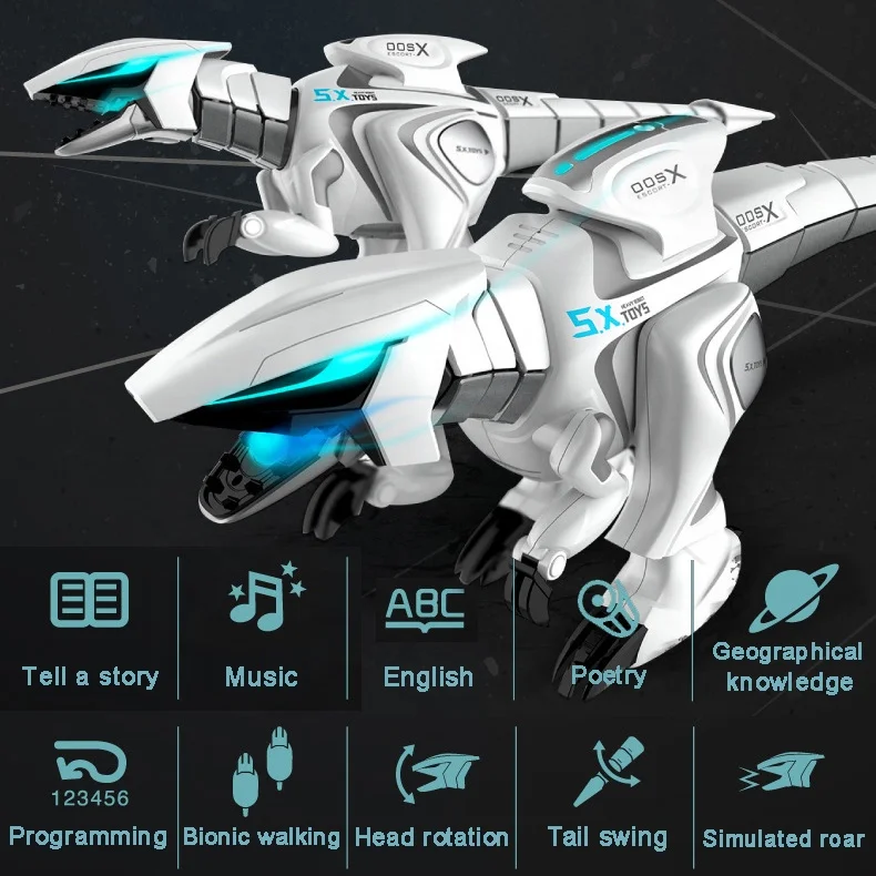 Amazon hot selling multifunctional wireless infrared remote control robot dinosaur toy programming intelligent rc dance dinosaur
