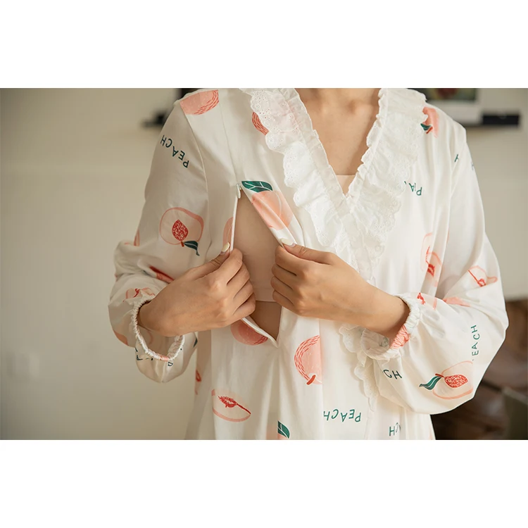 Весна 2021, женская пижама с длинным рукавом, женская одежда для сна, Пижама для грудного вскармливания