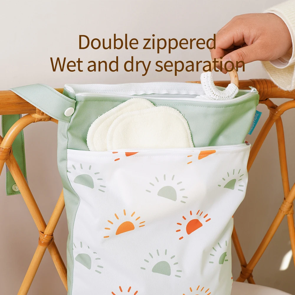 Happyflute Waterproof Wet Bag Reusable Nappy Bag baby Swimming  Swimsuits bag 30*40CM With Two Pocket
