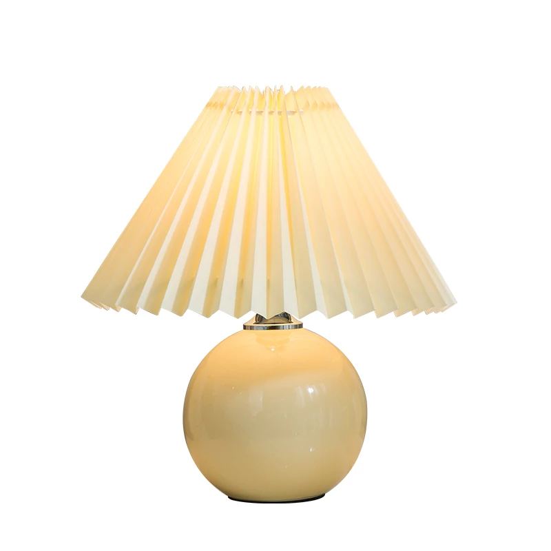 Simig lighting modern small unique pleated shade chinese ceramic or rattan wicker table lamp for bedroom