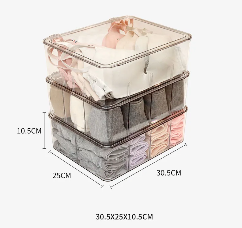 Underwear storage box bra panties socks plastic storage box compartmentalized storage box with lid