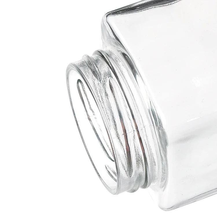 Wholesale square Glass Jars For Jam Honey With Screw Metal Lid