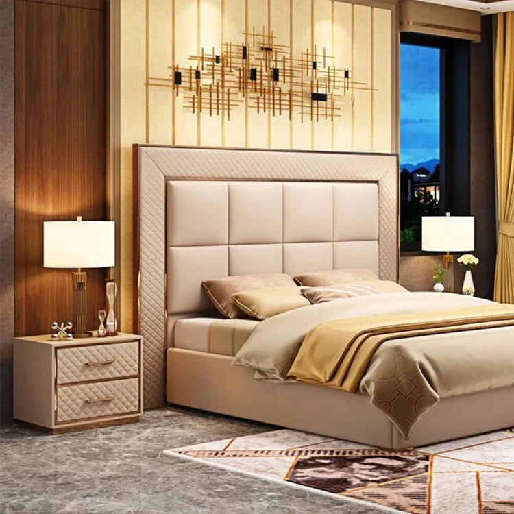 Italian Designs Modern Luxury Queen King Size Bed Single King Soft Beds Frames Set