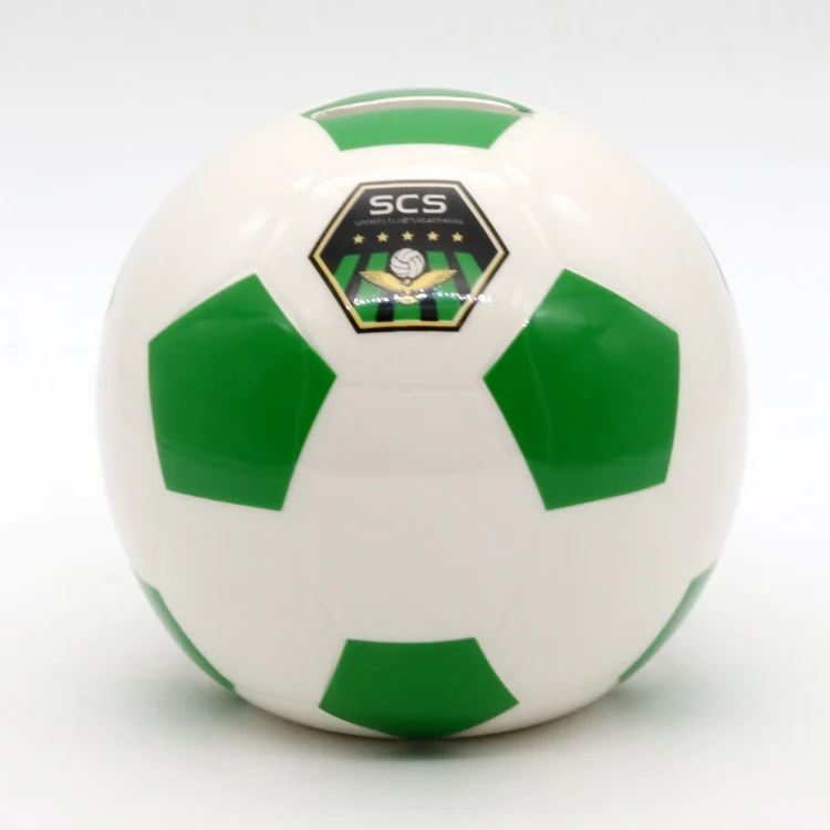 Ceramic custom toy safe baby football kids money bank