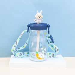 Cartoon Baby Feeding with Straws Leakproof  Outdoor Portable Children Cup Tritan Kids Water Sippy Cup