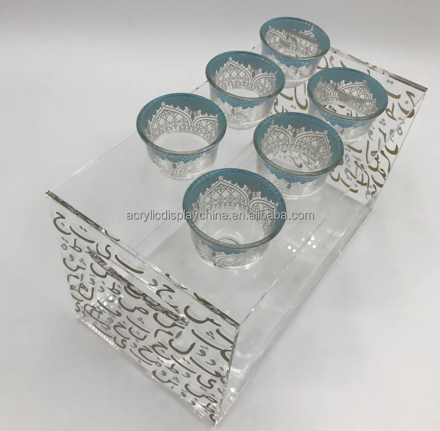 Arabic style customized coffee cup tray/chocolate bracket high quality 6 acrylic coffee cup tray/chocolate bracket
