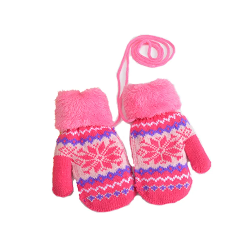 4-8 Years Weave Knitted Mitten Keep Warm Brushed Double-deck Fashional Snow Design Jacquard Winter Hot Sale Kids