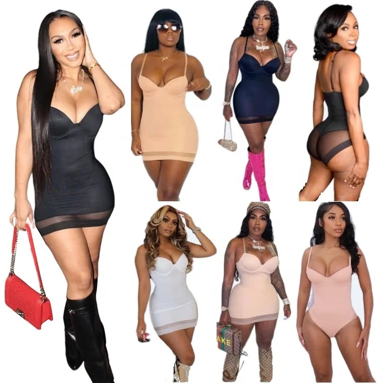 2022 New Arrivals Mesh Dresses Ladies Elegant Casual Party Club Wear Women Bodycon Mini Sexy Halter Dress