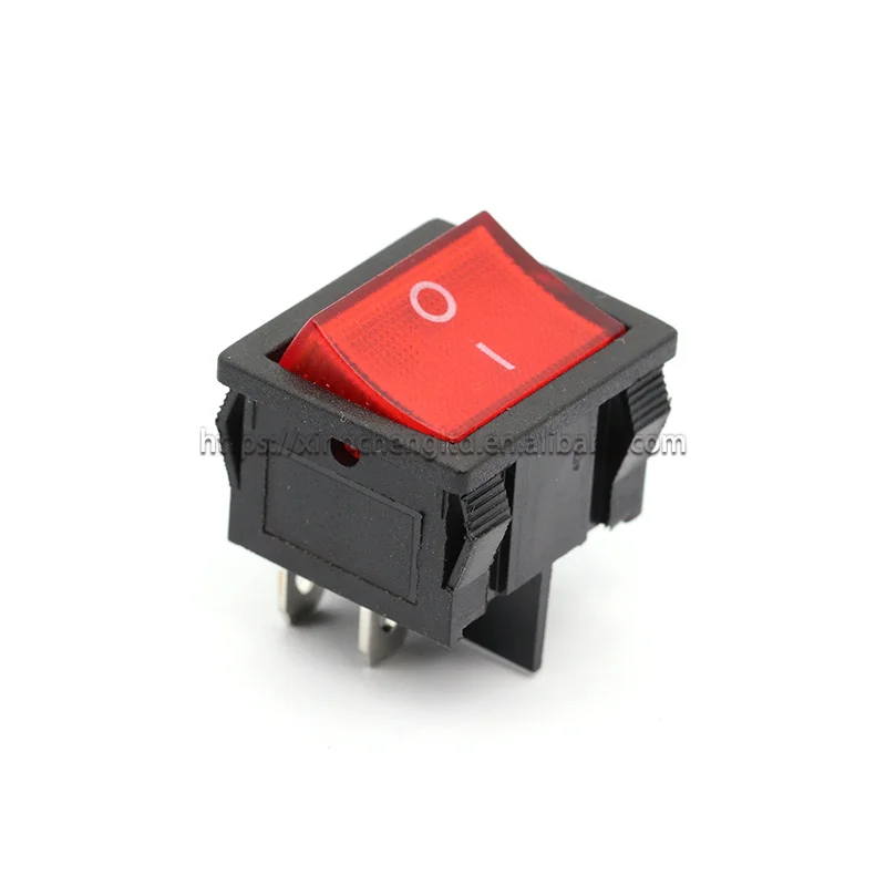 KCD5 21*24mm Rocker Switch 4pin 2 Position 6A 250V 10A 125VAC 21x24mm ON OFF With Red Light