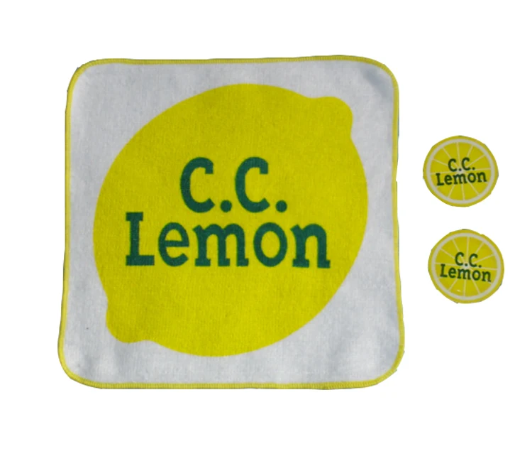 100% Cotton Customized Digital Printed Lemon Design Small Lovely Face Hand Towel Handkerchief Towel For Kids