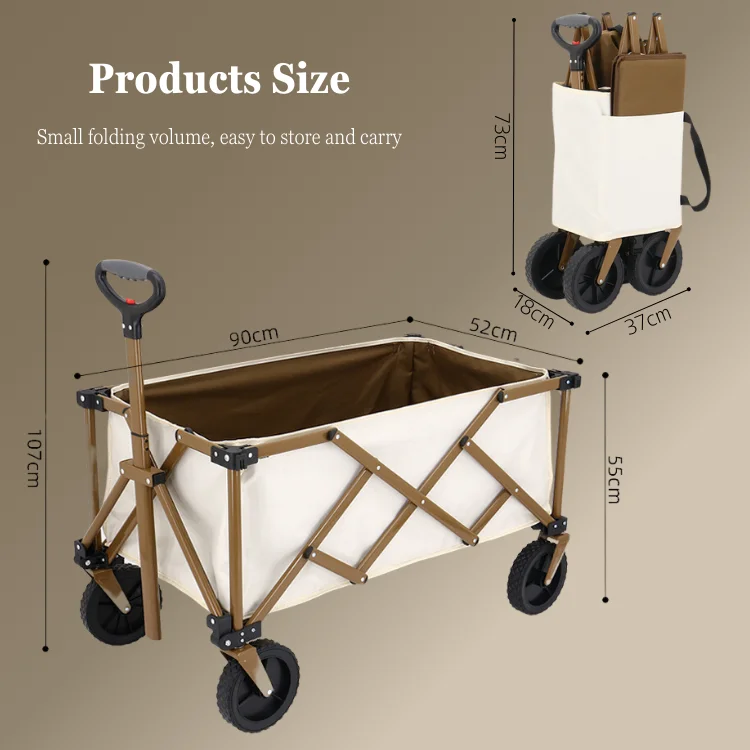 Eaynon Metal Fram Canvas Fabric Outdoor Zhejiang Beach Shopping Folding Collapsible Camping Cart
