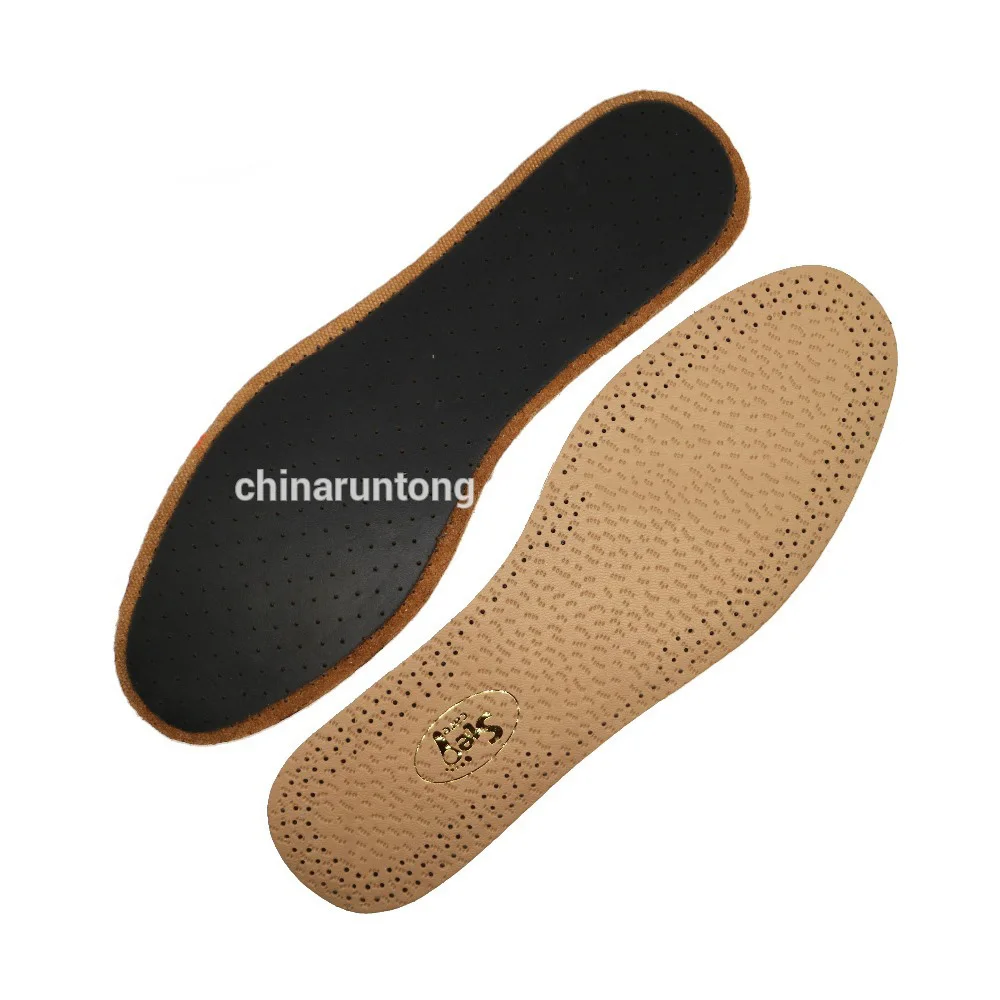 Ant Grain Genuine Sheepskin Black Latex Leather Shoes Insole