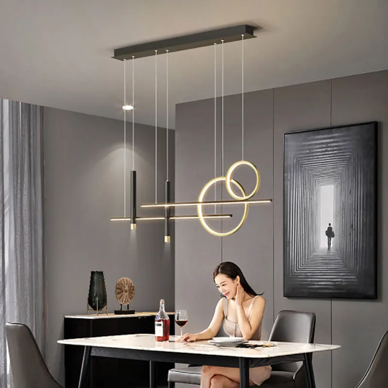 Dining Room Chandelier Modern Minimalist Cafe Bar Table Decoration Lamp Nordic Creative Design Black LED Hanging Lamps