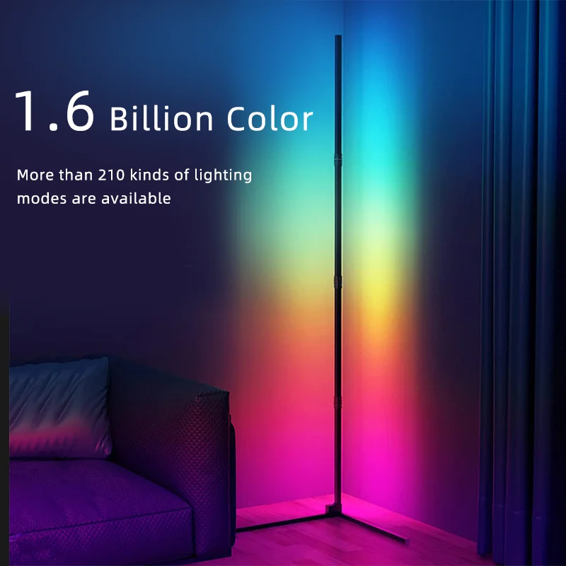 LED Corner Floor Lamp RGB Floor Lamp Works with Remote and WiFi App, Color Changing Corner LED Lamp with 16 Million DIY Colors