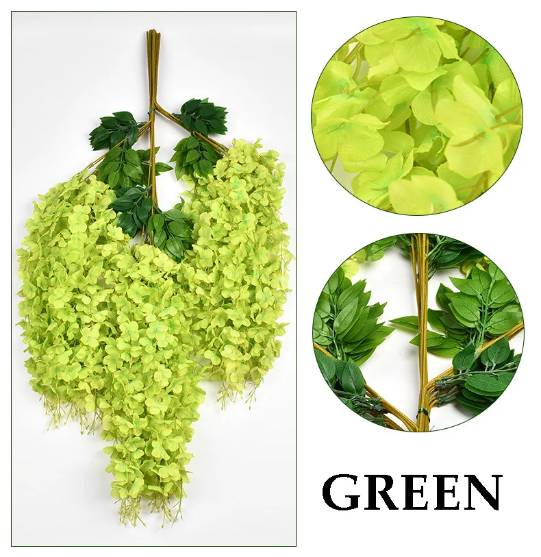 Sen Masine green 3.6 feet Long Fake Hanging Flower wisteria flowers artificial for wall wedding garden decoration