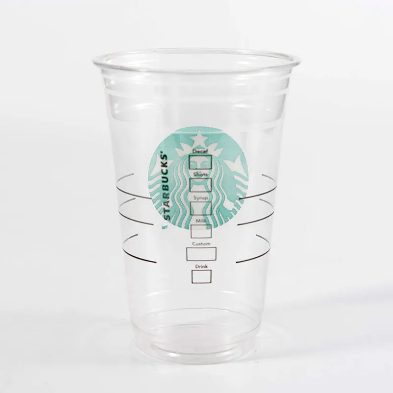 Clear PET cup cold drink plastic cup with logo print