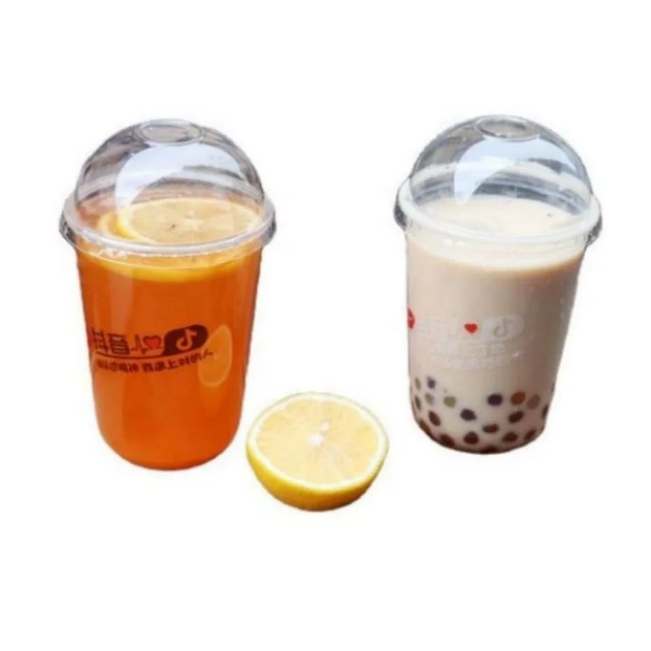 Juicer Plastic Cup Disposable Customized Cups With Dome Covers Logo Plastic Blister PP Cup With Lid