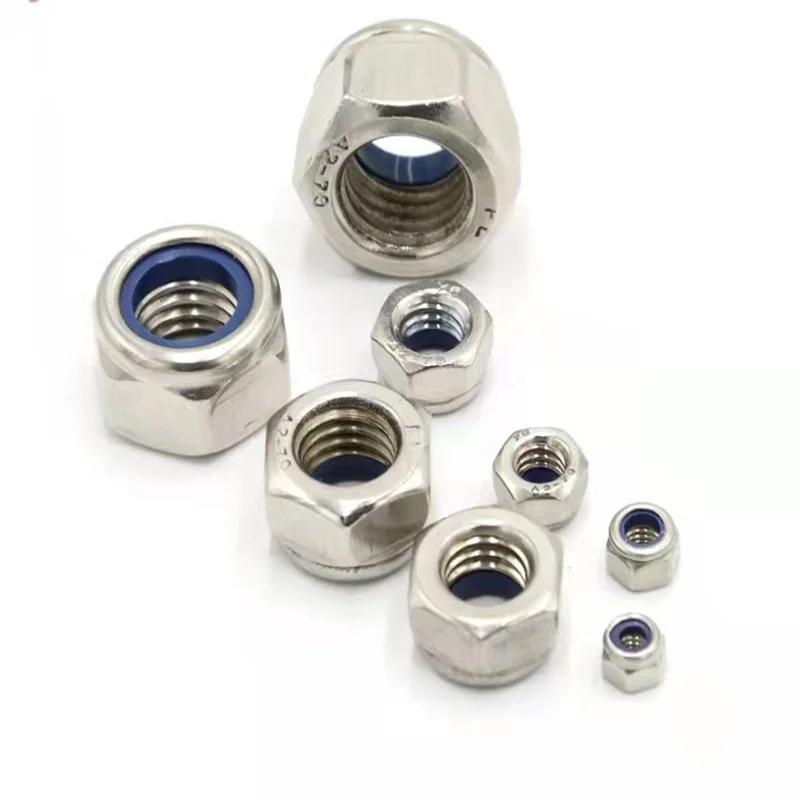 DIN985 Stainless Steel Hex Nylock Nut M5 M6 M8 M12 Hexagon Lock Nut High Quality Nylon Insert Nylock Nuts