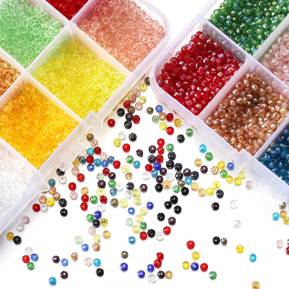 
3000pcs/3mm Box Set Faceted Shiny Czech Crystal Austria Seed Charm Glass Bicone Beads Loose Spacer Stone for DIY Jewelry Making 