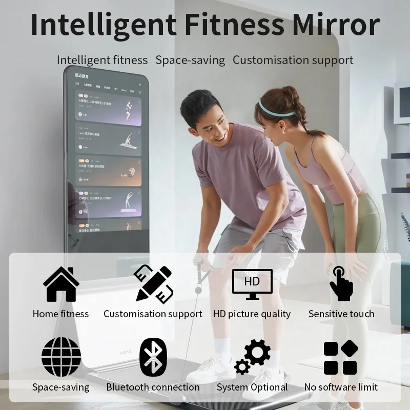 Custom Floor Stand Digital Signage Fitness Smart Wifi  Weight Mirror Exercise Workout Mirror