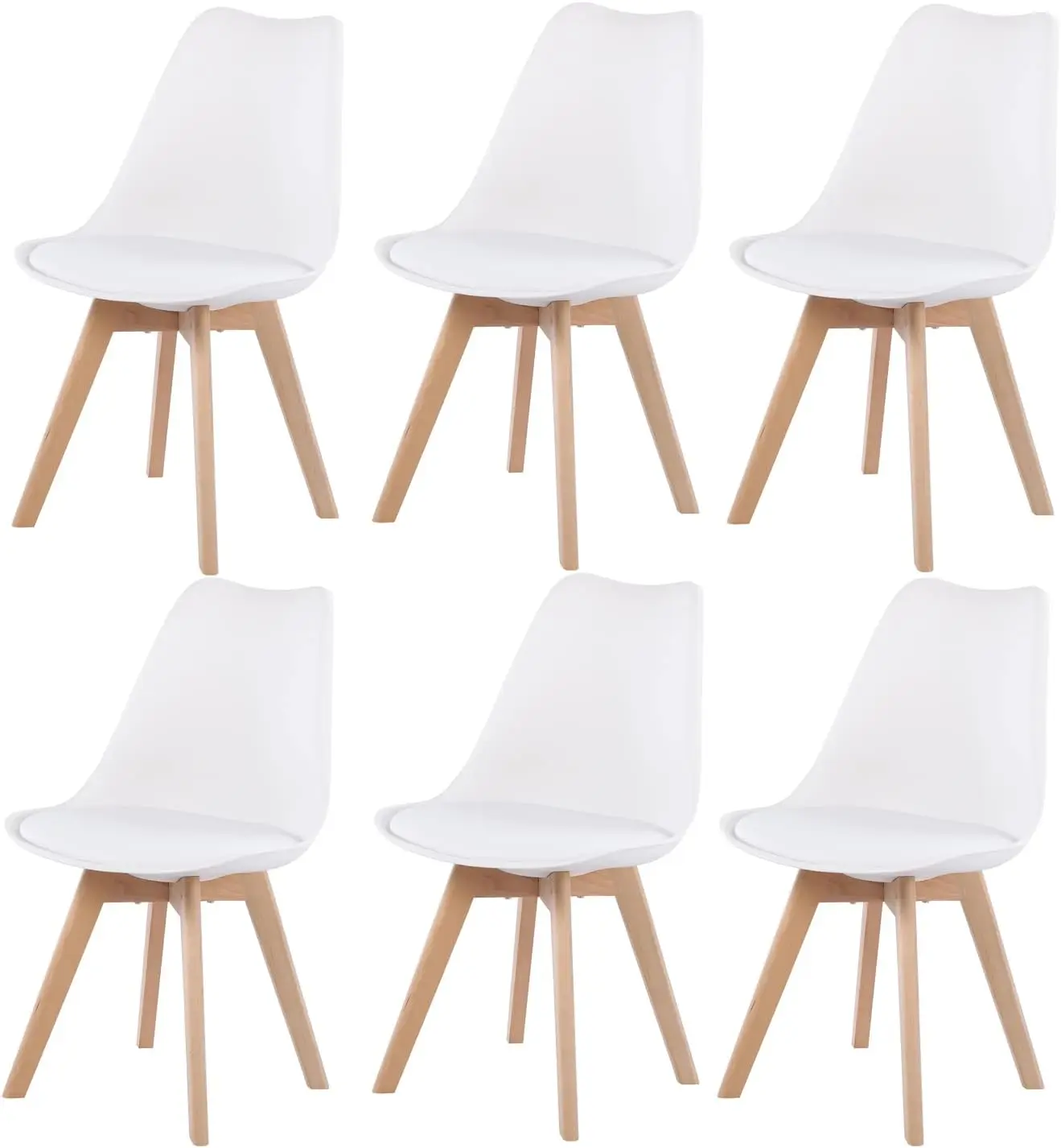 Wholesale Prices Living Room Chairs with PU Cushion Nordic Wooden Tulip Dining Chair with Wood Legs