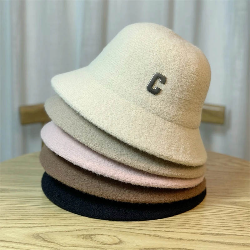 New 2024 Fisherman Bucket Hat Fashion Fur Unisex Adults Winter Plain Caps in Bulk Party Spring Summer Autumn Fleece Brim/visor