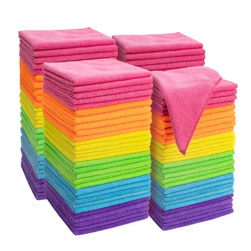 Bulk Microfiber Highly Absorbent Cleaning Cloths Multiple-Use Powerful Dust Removal Rags for House Car Kitchen Care Lint Free