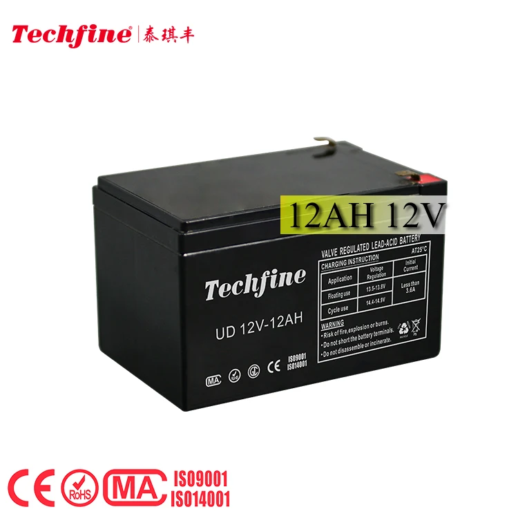 Techfine Hot Sale High Quality 12V 12AH AGM Lead Acid Back Up Energy UPS Power Systems Battery