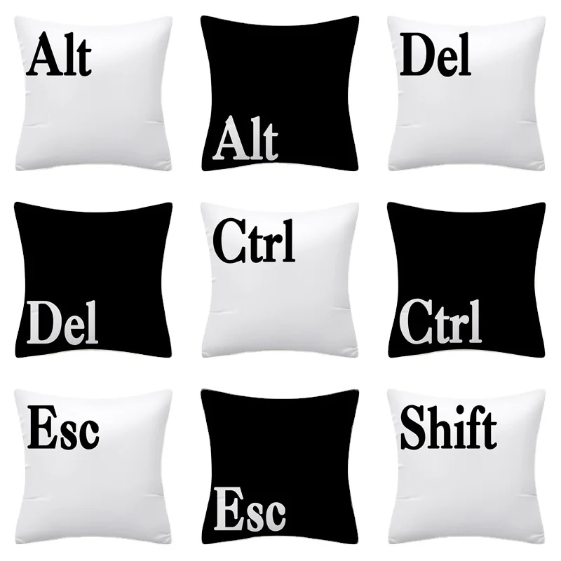 Диванная простая клавиатура Alt Del Ctrl с буквенным рисунком тканевые наволочки на диванные подушки на молнии, оптовая продажа 45*45 домашняя Автомобильная наволочка/