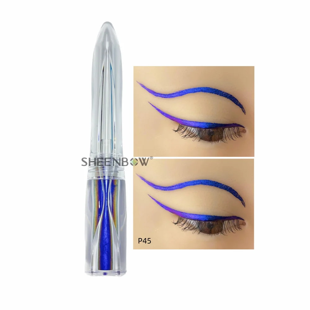Vegan Cosmetics Private Label Cosmetics Colored Glitter Liquid Eyeliner Pencil Pen Custom Silver Blue Diamond Glitter Eyeliner