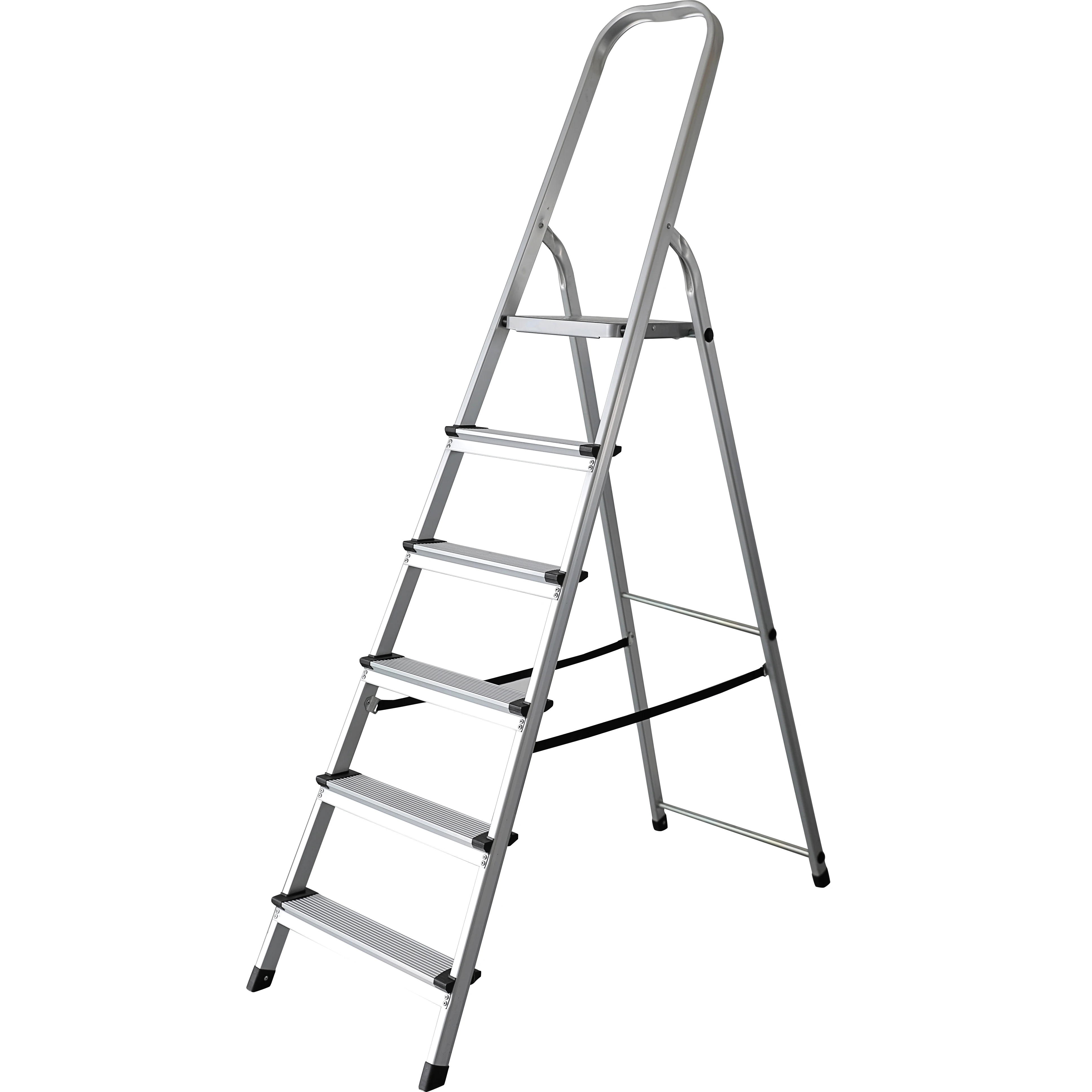 Extra wide step aluminum ladders aluminum top platform 6 step home use aluminum stepstools ladder with tool tray