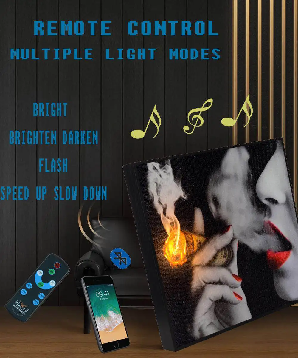 Cheap modern style digital printing canvas wall art canvas with led light and bluetooth for home