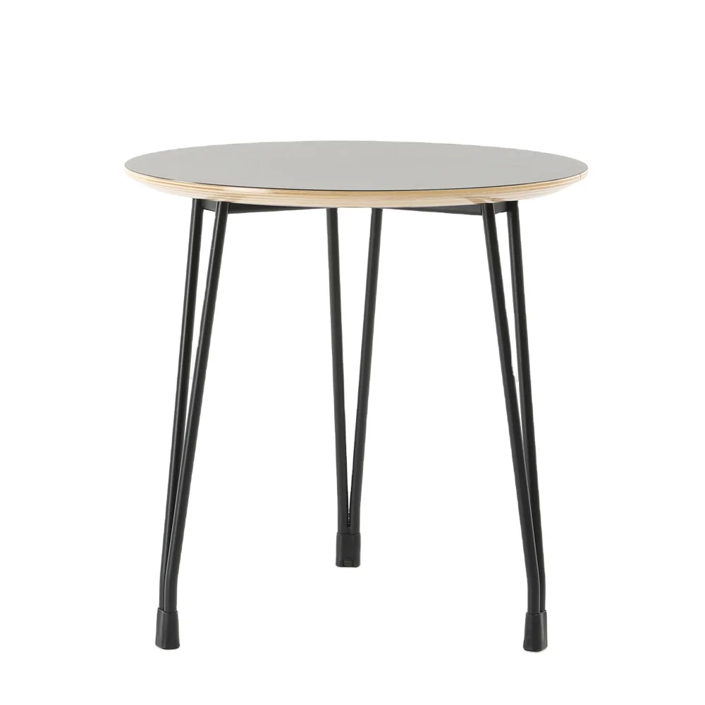 Wood Coffee Table Home Furniture Round Side Table Metal Three legs Modern table