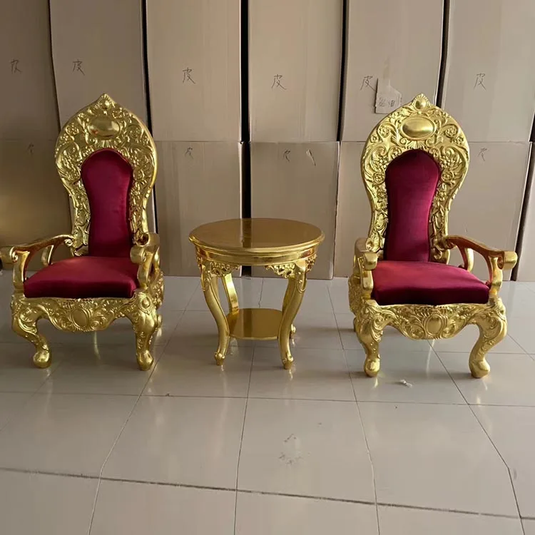modern comfortable gold luxury wedding king and queen royal throne chair for wedding events pink adult red santa throne chair