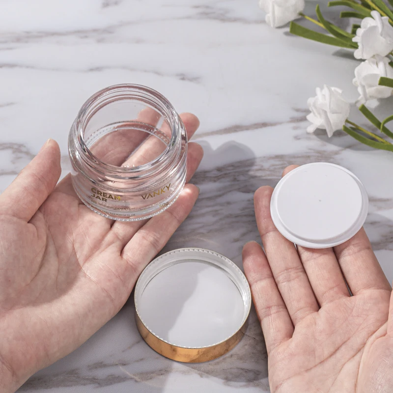 Высокое качество 10 г 20 30 50 60 прозрачная цветная стеклянная банка для крема с уксусной крышкой