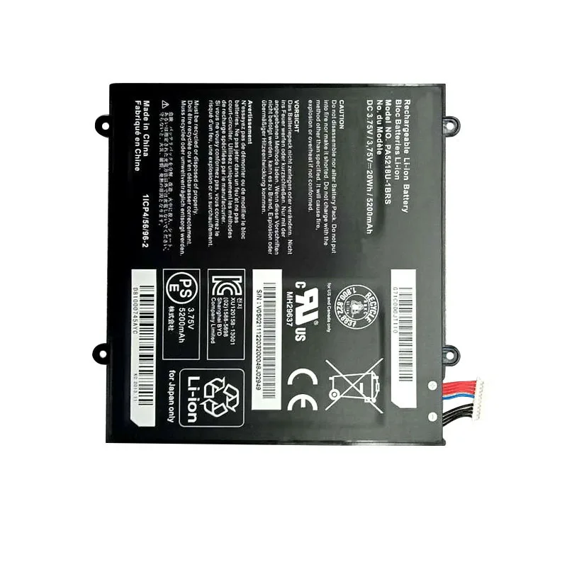 
Best selling OEM/ODM 3.75V 20WH PA5218U laptop battery for Toshiba Excite A204 Excite A204 AT10-B 3.75V 20WH rechargeable lithiu 