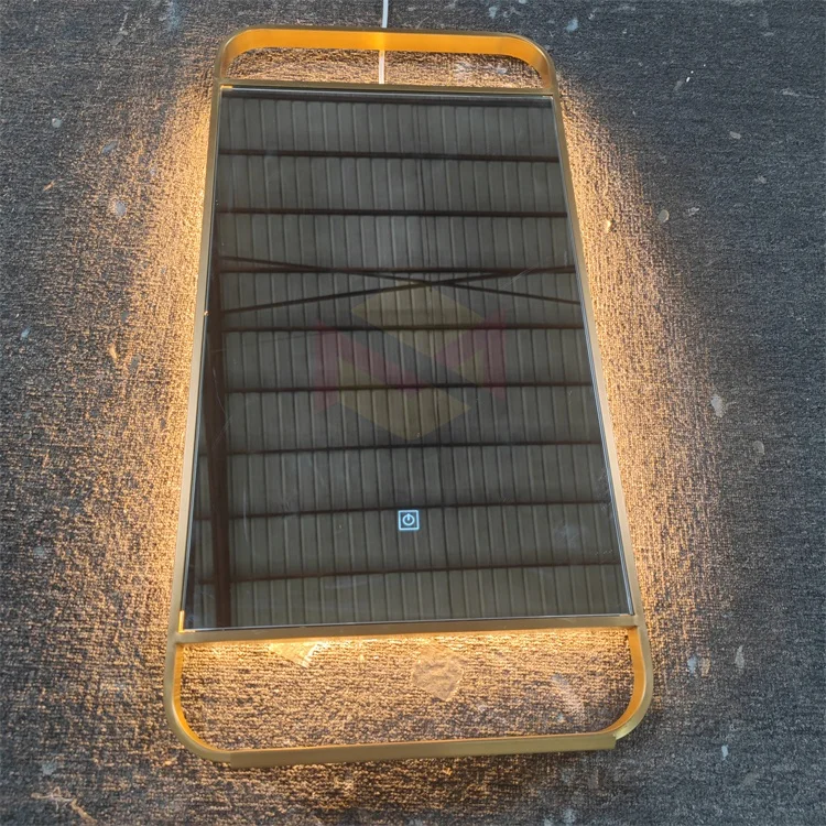 Stainless steel bathroom mirror with storage rack  wholesale Bathroom led Mirror with shelf