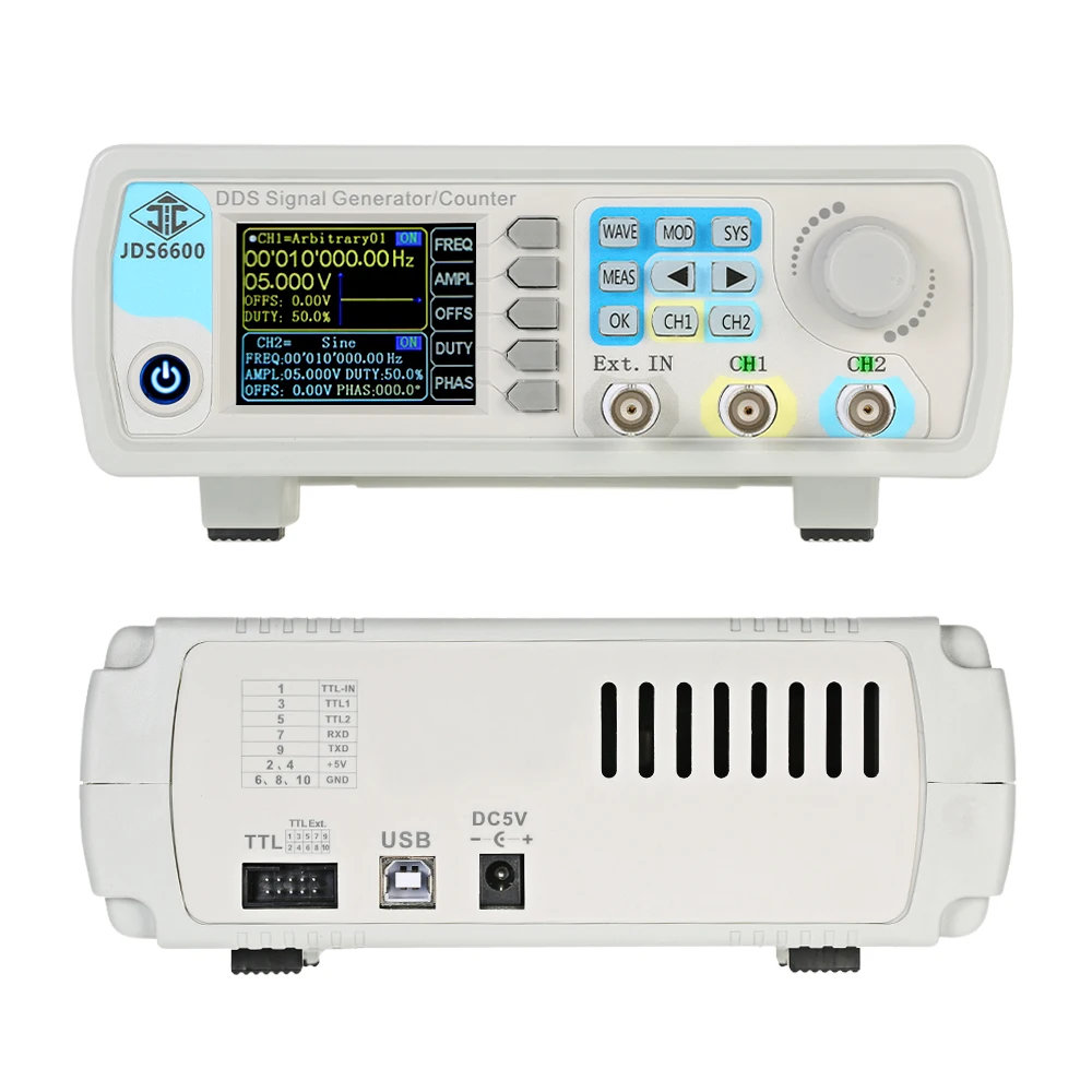 JDS6600 15MHZ Series Digital Control Dual-Channel DDS Function Signal Generator Frequency Meter Arbitrary Sine Waveform